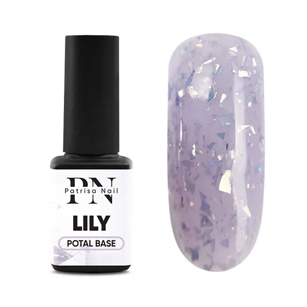 POTAL Lily base PN каучуковая сиреневая база с серебряной поталью 12 мл
