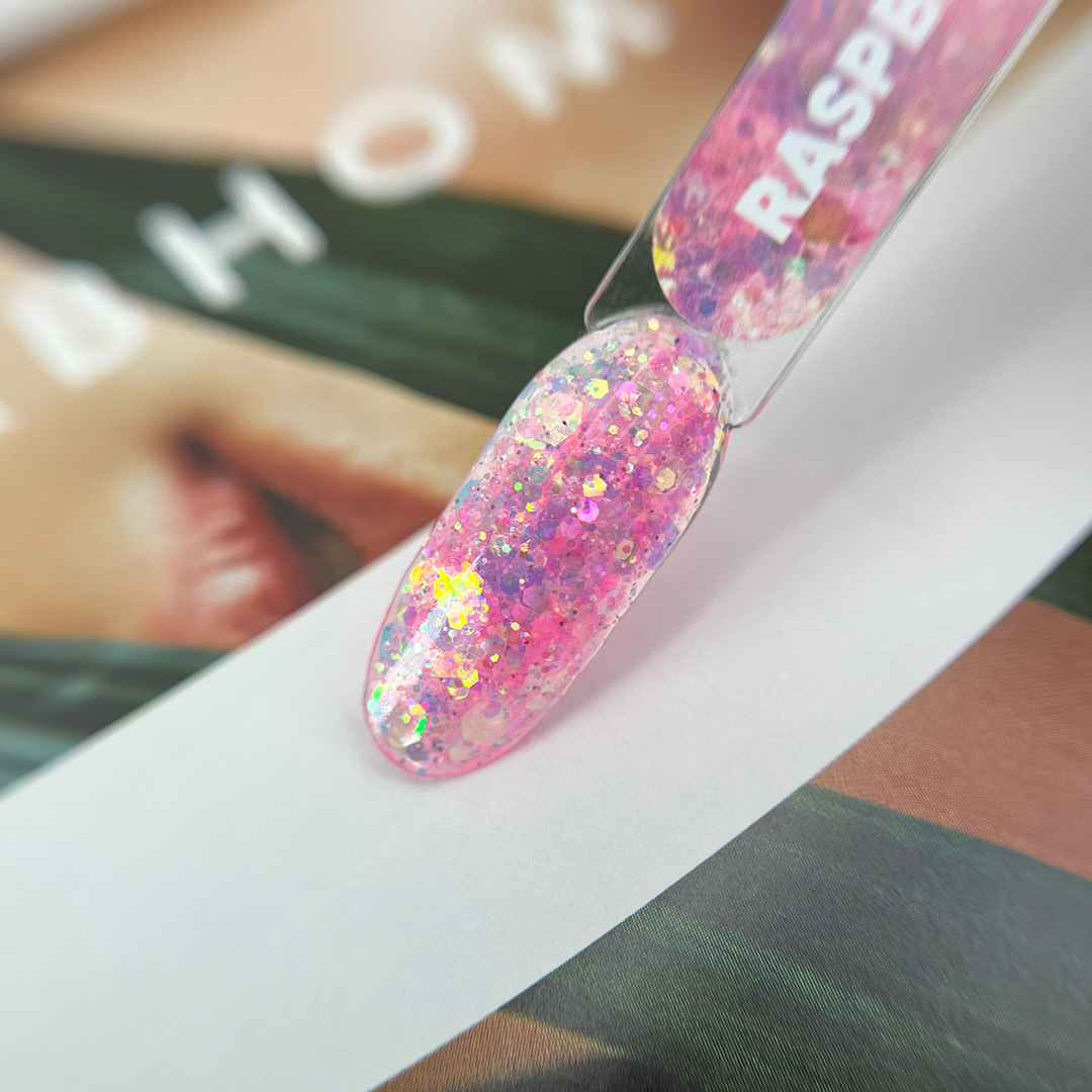 KOREAN GEL Raspberry PN гель для дизайна с глиттером 5гр