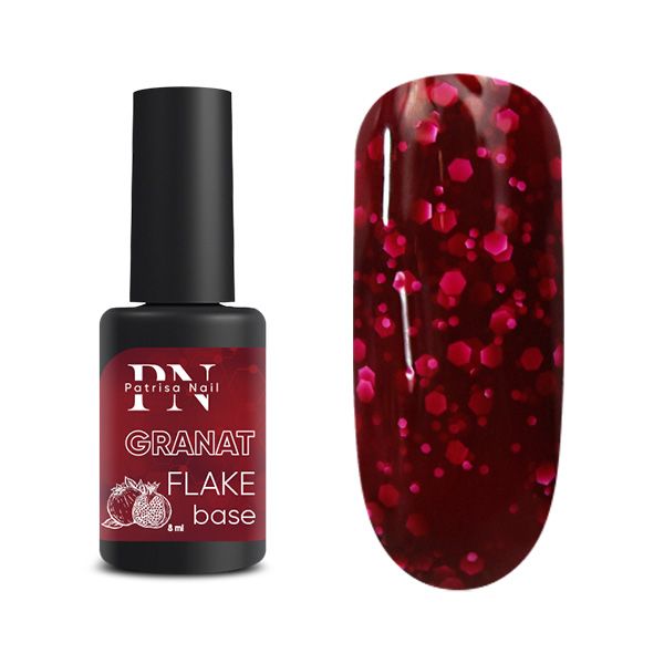 FLAKE base PN Granat бордовая база с белыми шестигранниками 8 мл