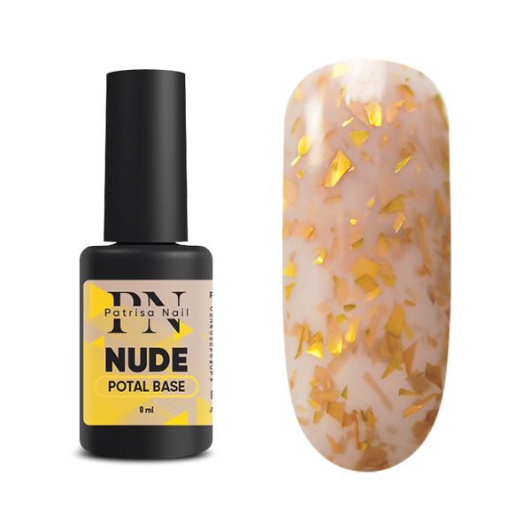 POTAL Nude base PN каучуковая база нюд с золотой с поталью 8 мл