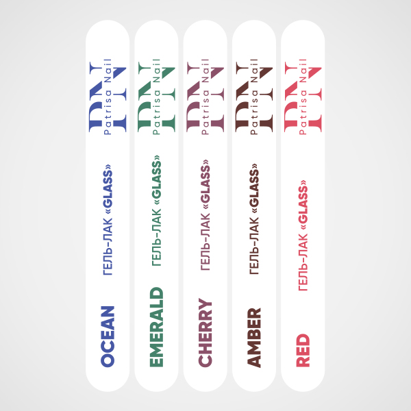 Наклейки на типсы для гель-лака Glass " Red, Emerald, Ocean, Cherry, Amber"