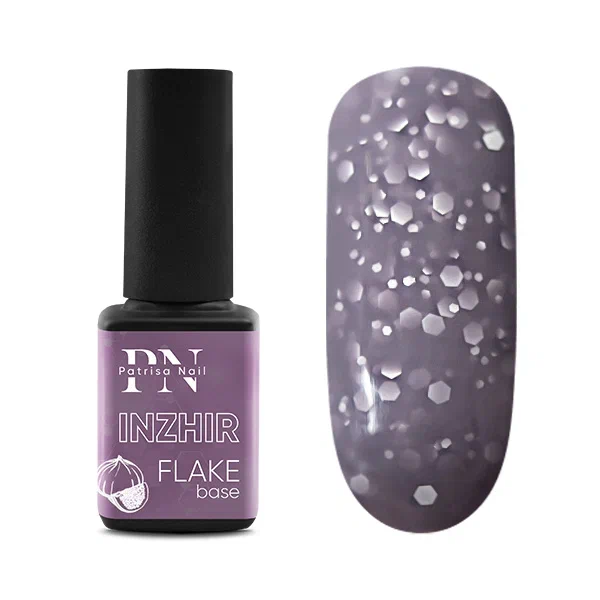 FLAKE base PN Inzhir сиреневая база с белыми шестигранниками 12 мл
