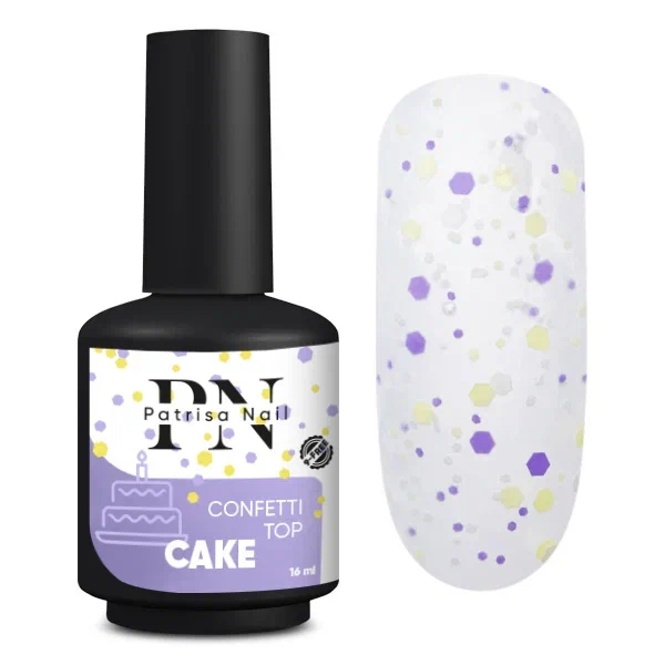 Топ матовый Confetti Top Cake PN с цветными шестигранниками 16 мл
