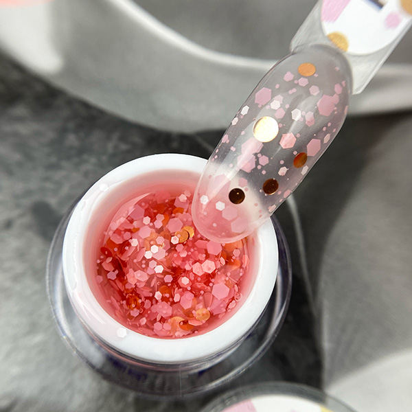 BUBBLE GEL Pinky PN гель для дизайна c крупным глиттером 5 гр (розовый)