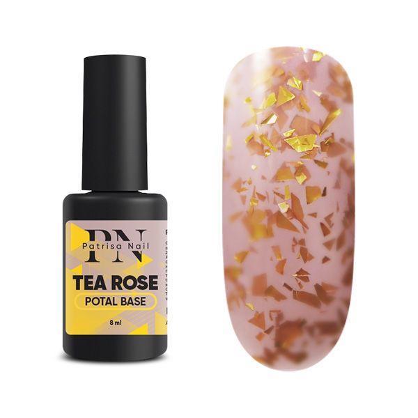 POTAL Tea Rose base PN каучуковая розовая база с золотой поталью 8 мл