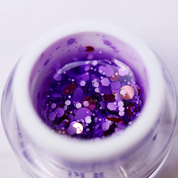 BUBBLE GEL Violety PN гель для дизайна c крупным глиттером 5 гр (сиреневый)