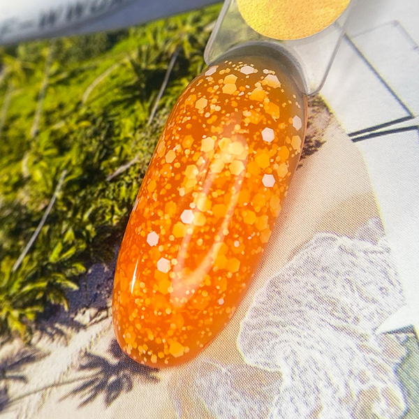 TROPIC GEL Orange PN гель для дизайна c белыми шестигранниками 5 гр