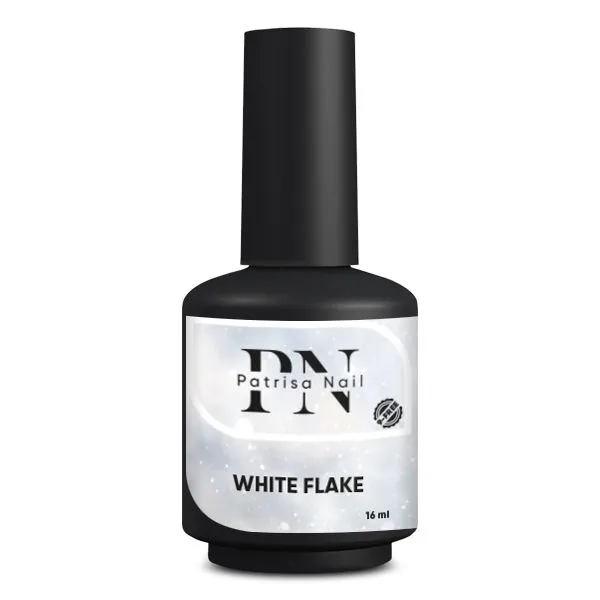 Топ глянцевый White Flake PN с белыми хлопьями без липкого слоя 16 мл