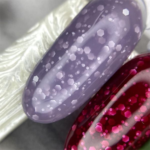 FLAKE base PN Inzhir сиреневая база с белыми шестигранниками 8 мл