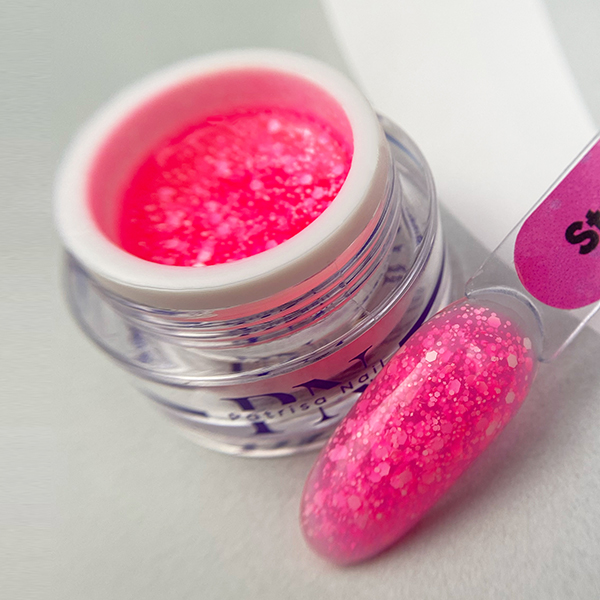 TROPIC GEL Strawberry PN гель для дизайна c белыми шестигранниками 5 гр