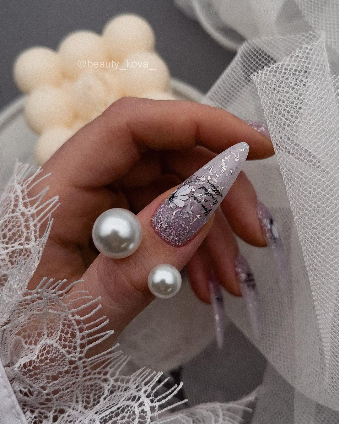 POTAL Lily base PN каучуковая сиреневая база с серебряной поталью 8 мл