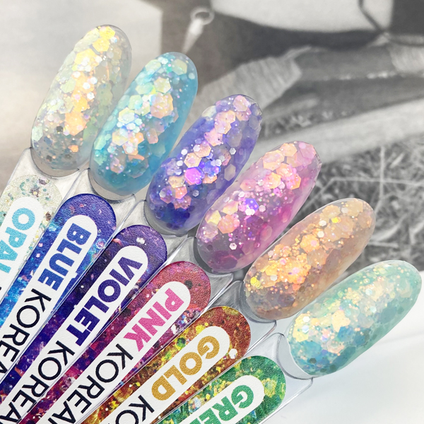 KOREAN GEL Sky Blue PN гель для дизайна с глиттером 5гр