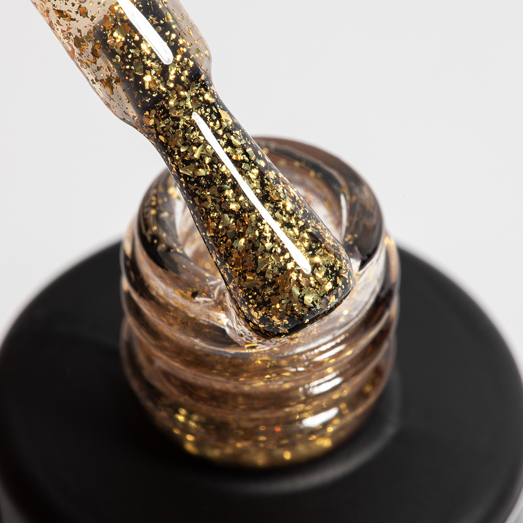 Топ глянцевый Gold Flake PN с золотыми хлопьями без липкого слоя 8 мл