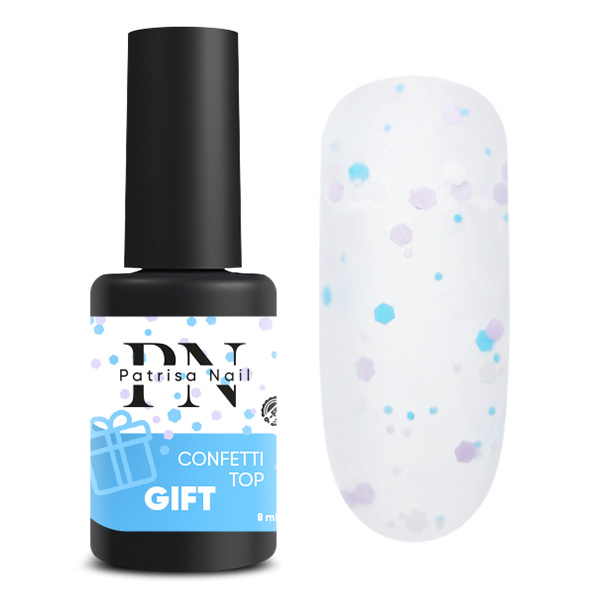 Топ матовый Confetti Top Gift PN с цветными шестигранниками 8 мл