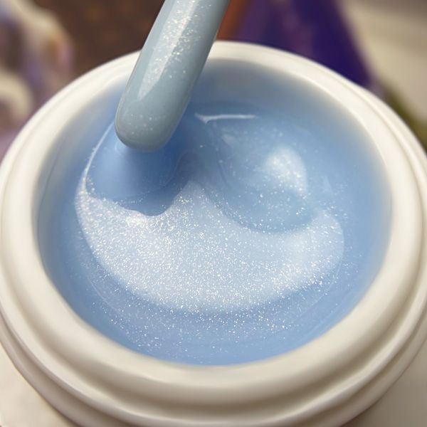 Pudding Gel Blue PN конструирующий цветной гель с микроблеском 15 гр
