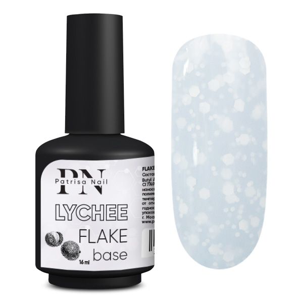 FLAKE base PN Lychee нежно-серая база с белыми шестигранниками 16 мл