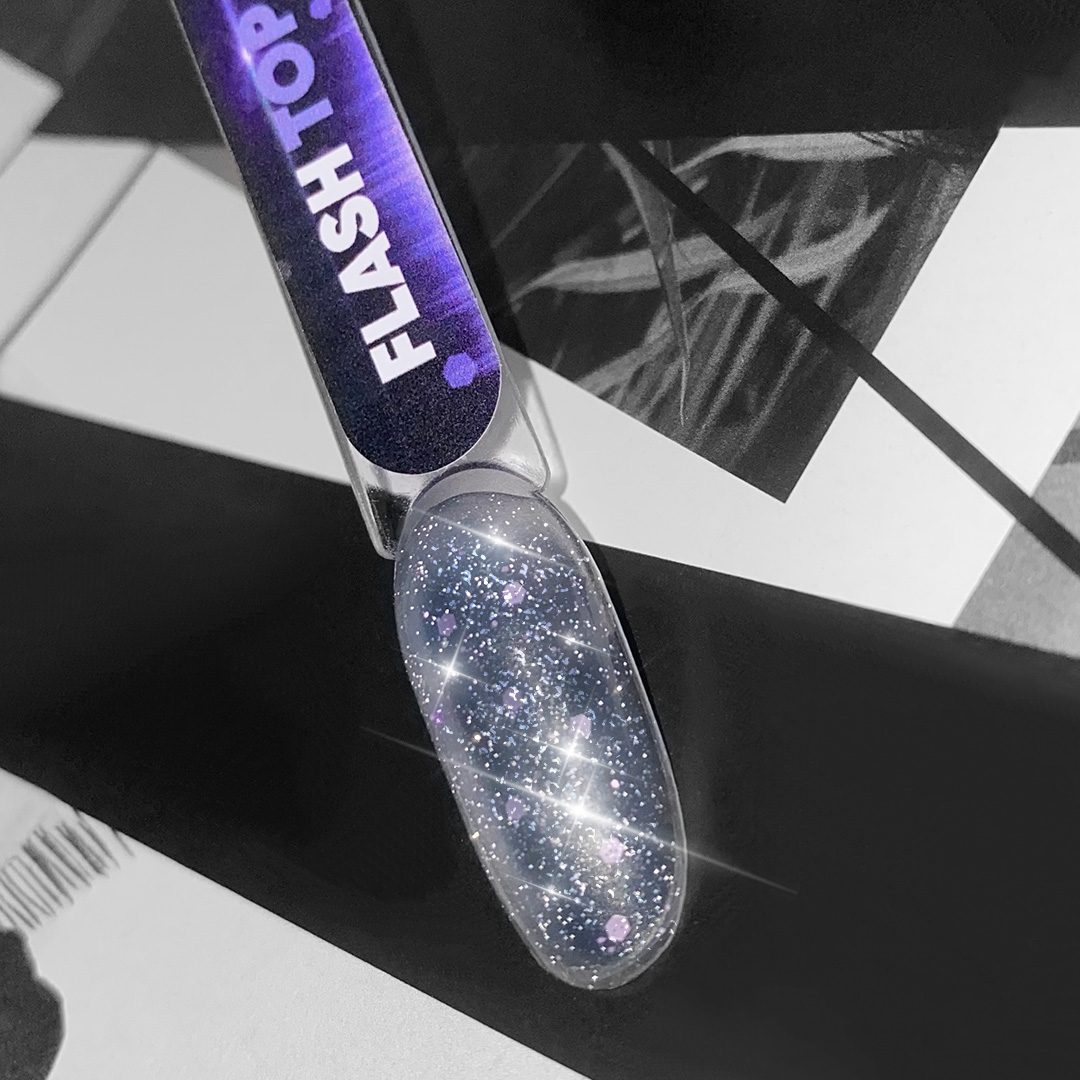 Топ глянцевый Flash Top PN со светоотражающими блестками, без липкого слоя 16 мл