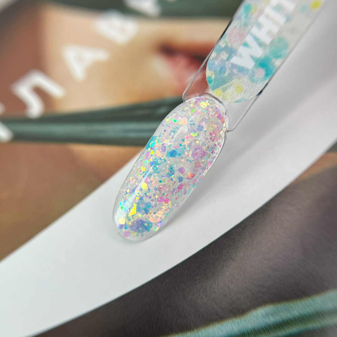 KOREAN GEL White PN гель для дизайна с глиттером 5гр