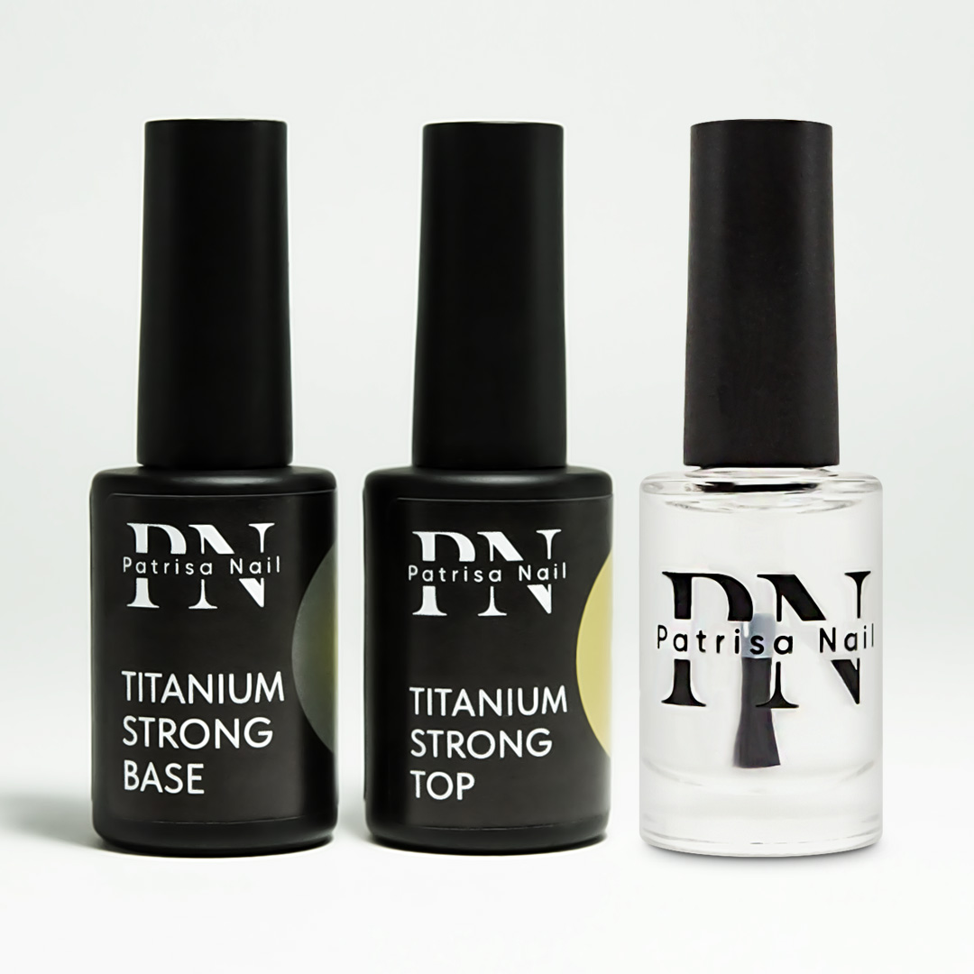 НАБОР База Titanium Strong + Топ Titanium Strong + Праймер 8 мл