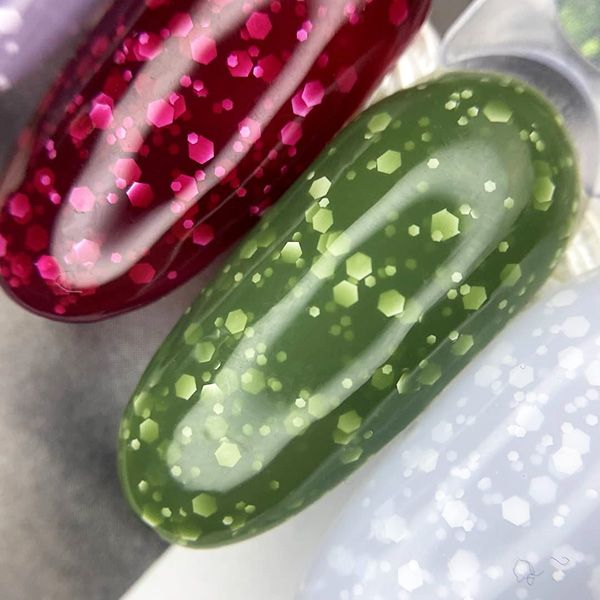 FLAKE base PN Avocado травянисто-зеленая база с белыми шестигранниками 8 мл