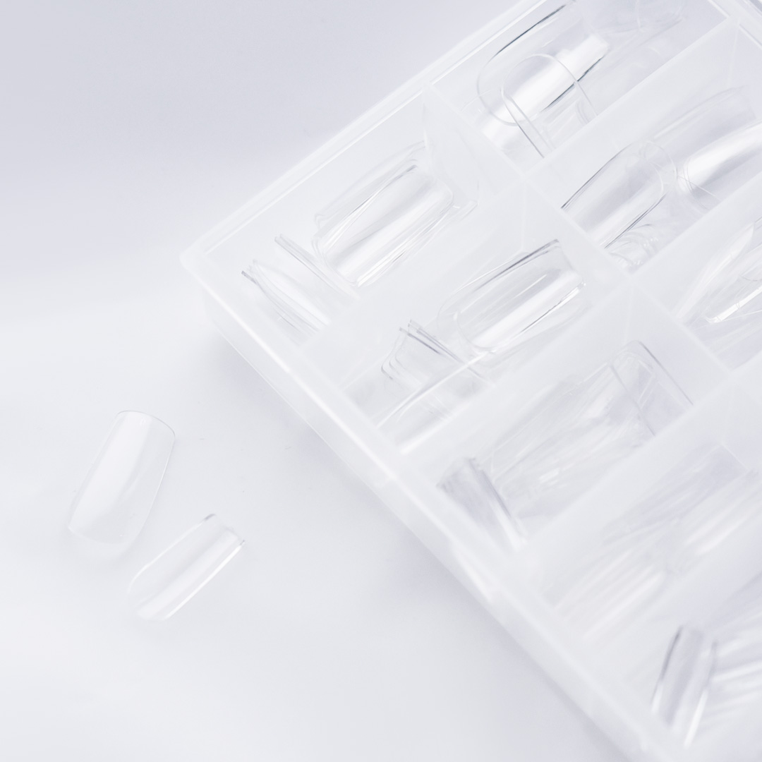 Гелевые типсы PN для наращивания ногтей, прозрачные, форма квадрат, 240 шт в коробке
