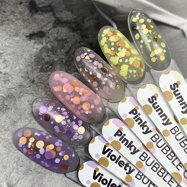 BUBBLE GEL Violety PN гель для дизайна c крупным глиттером 5 гр (сиреневый)
