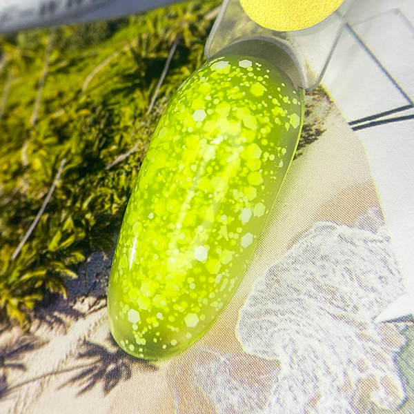 TROPIC GEL Lemon PN гель для дизайна c белыми шестигранниками 5 гр