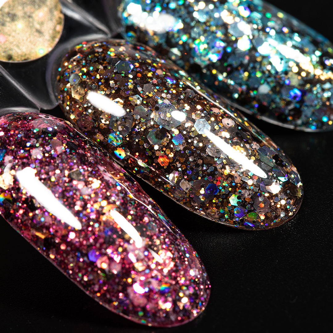 Набор гель-лаков PN с блёстками "Show" №1, №2, №3 в банках 5 г , 3 шт