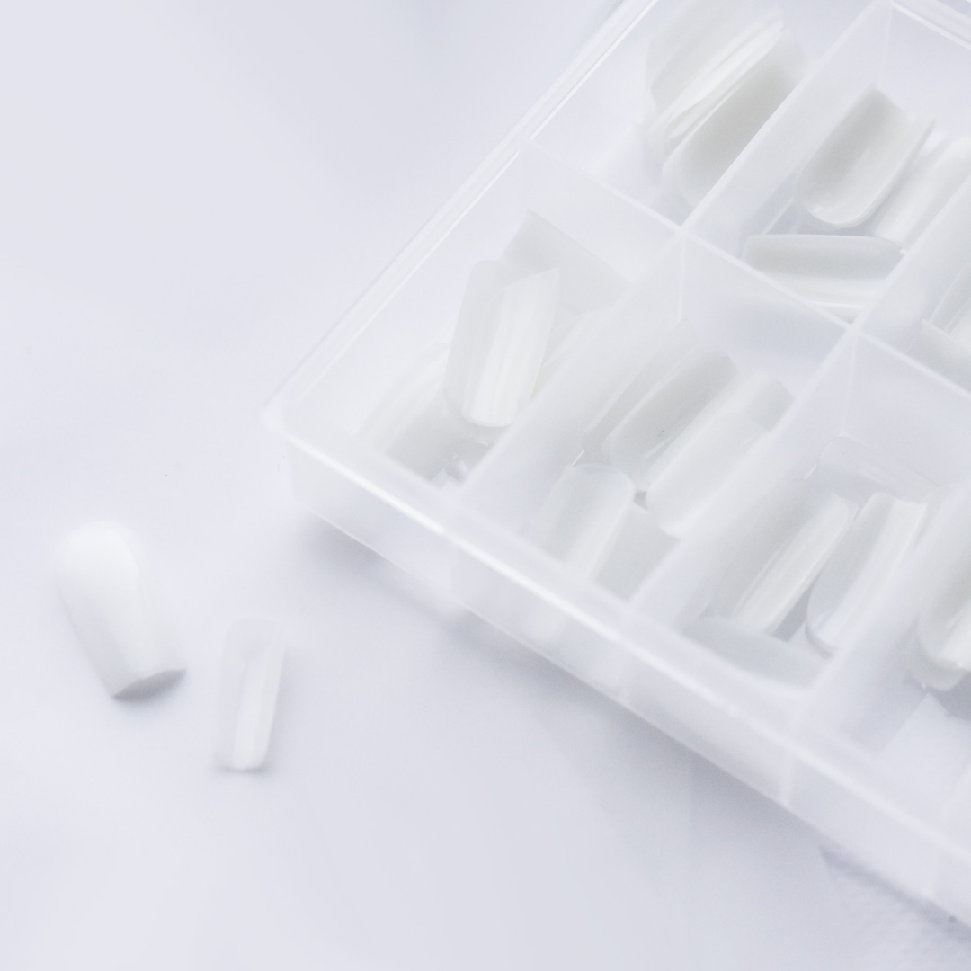 Гелевые типсы PN  для наращивания ногтей, молочные, форма квадрат, 120 шт в коробке