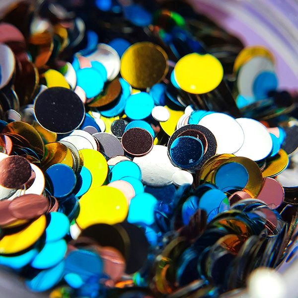 Камифубуки PN К109 "Кружочки" розовый, голубой, золотой зеркальный микс