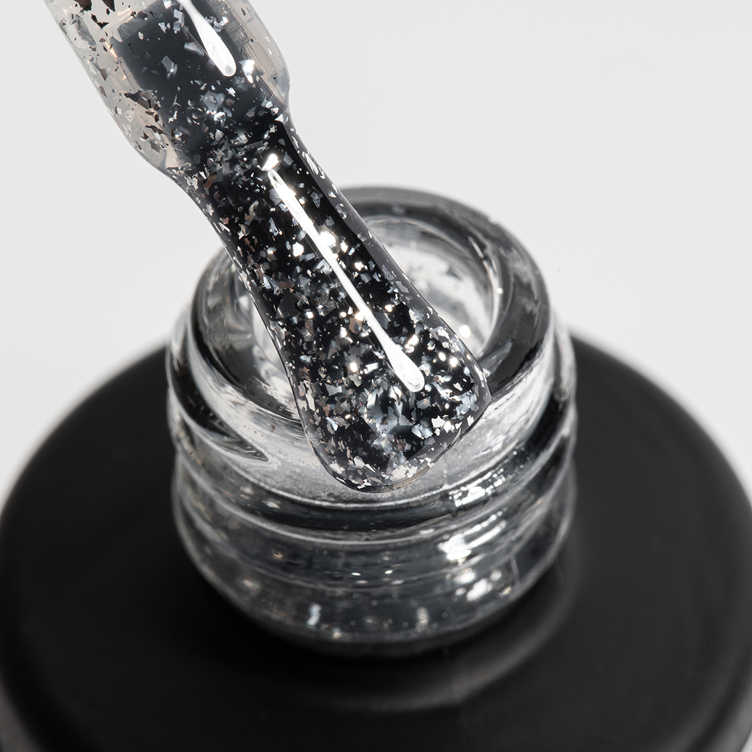 Топ глянцевый Silver Flake PN с серебряными хлопьями без липкого слоя 8 мл