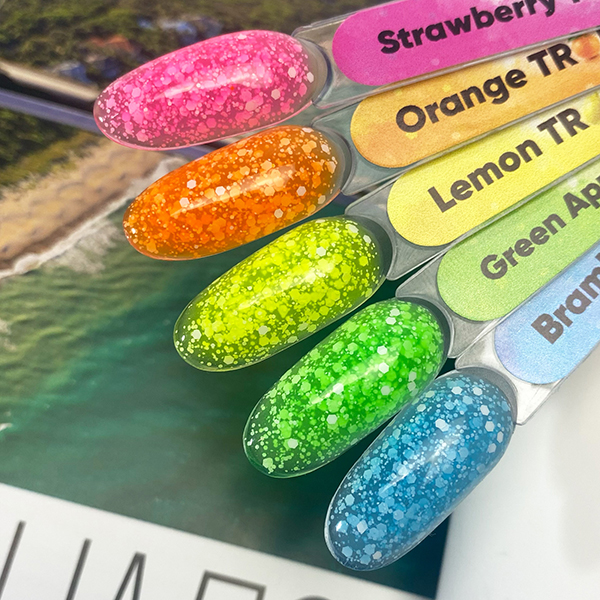 TROPIC GEL Orange PN гель для дизайна c белыми шестигранниками 5 гр