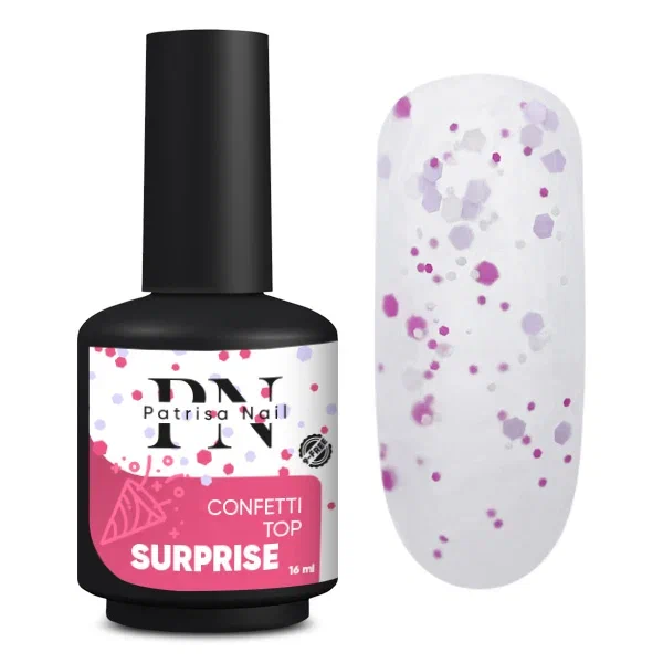 Топ матовый Confetti Top Surprise PN с цветными шестигранниками 16 мл
