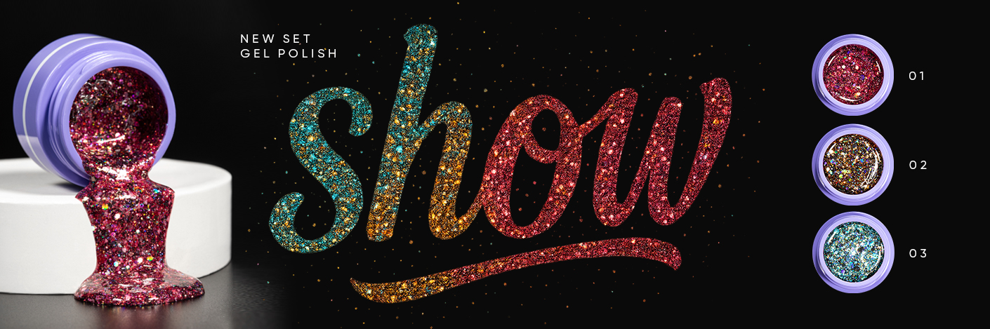 Набор гель-лаков PN с блёстками "Show"