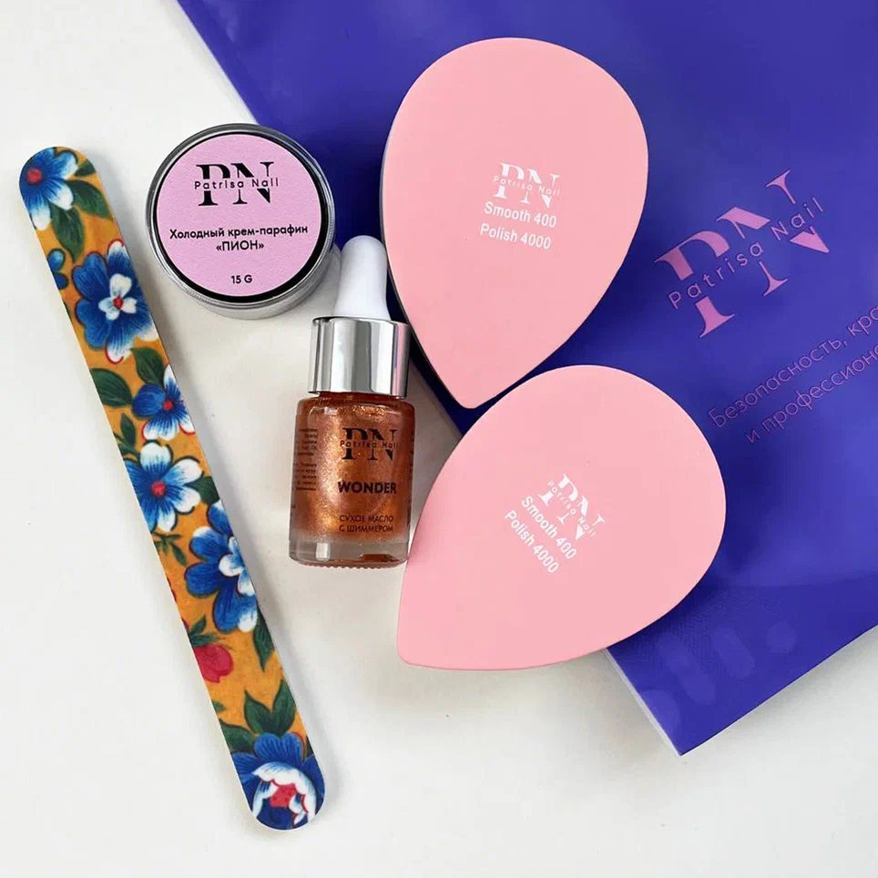 Набор уход парафин Пион 15 мл+масло шимм+пилка+полировщик 2 шт, PN