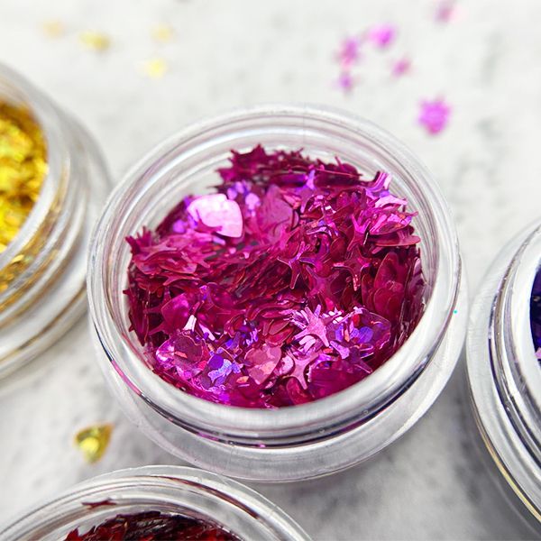 Камифубуки PN К102 "Сердце и звезды" микс розовый голография