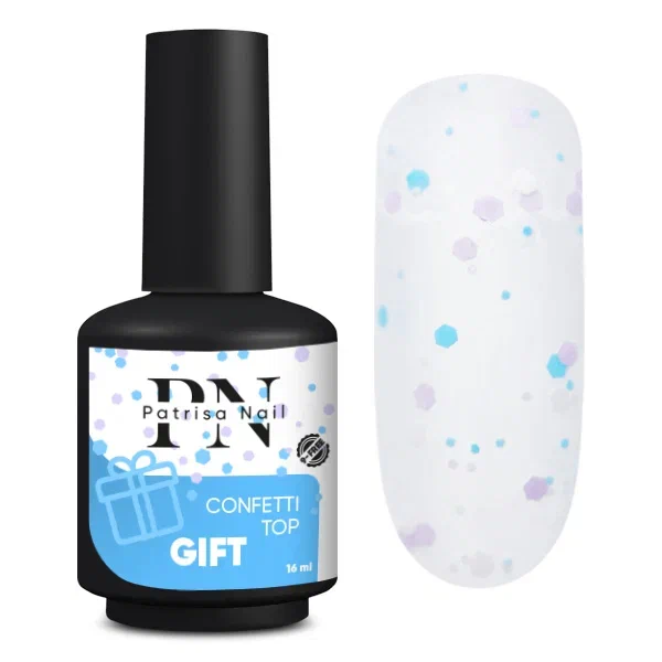 Топ матовый Confetti Top Gift PN с цветными шестигранниками 16 мл