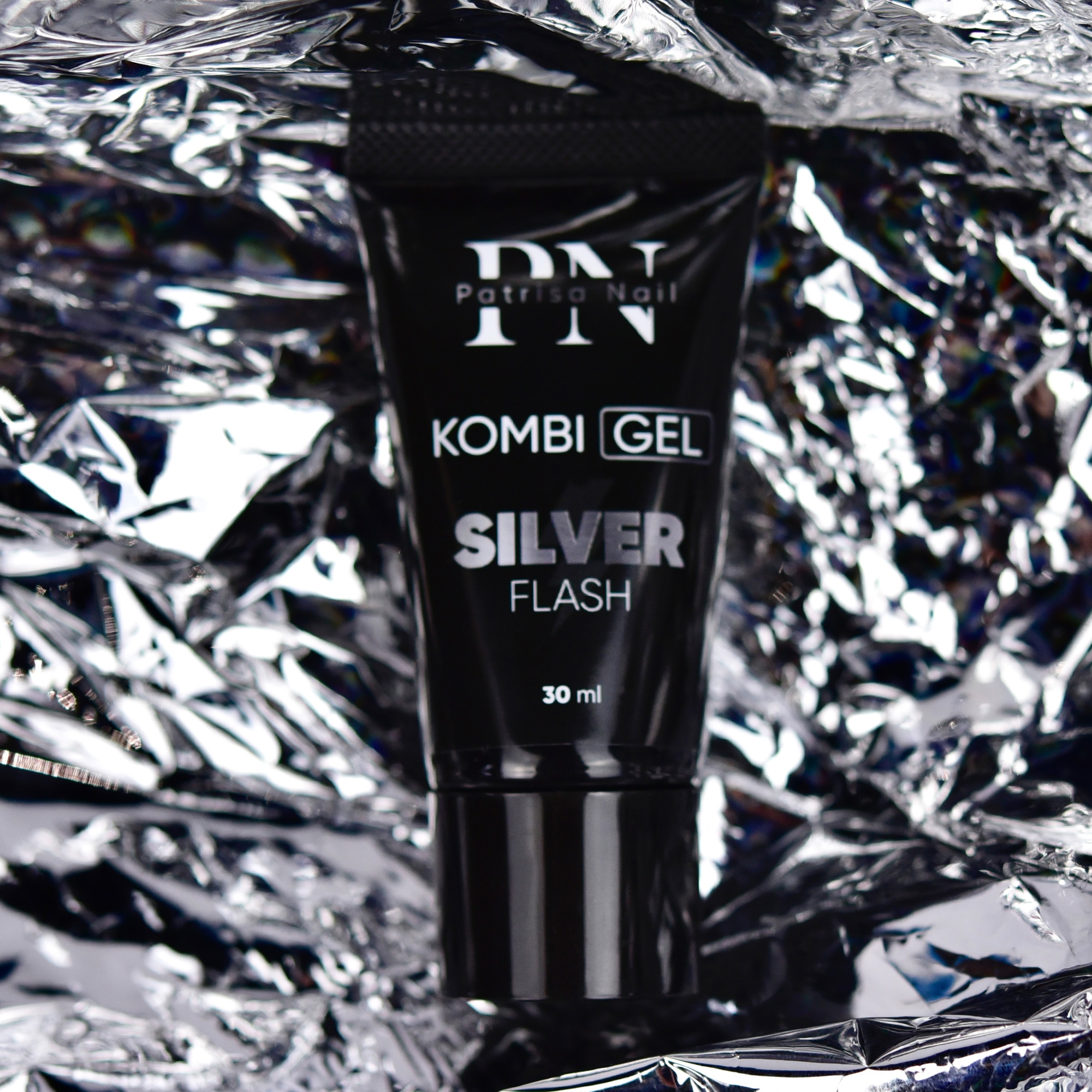 Комби гель Silver Flash PN с серебряным светоотражающим глиттером 30 мл