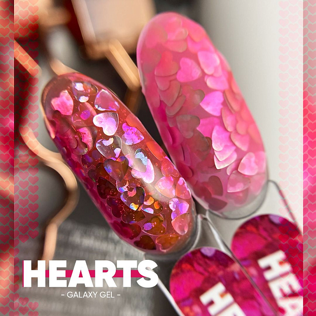 Гель для дизайна с глиттером GALAXY GEL  PN Hearts 5гр