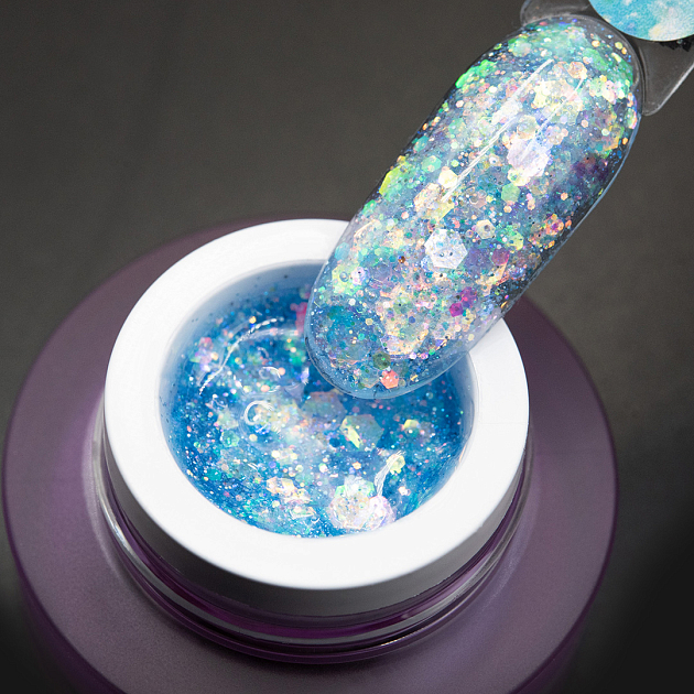 KOREAN GEL Sky Blue PN гель для дизайна с глиттером 5гр
