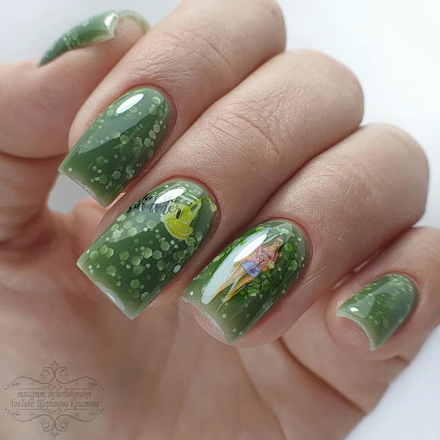 FLAKE base PN Avocado травянисто-зеленая база с белыми шестигранниками 16 мл