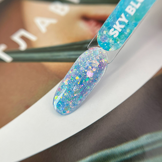 KOREAN GEL Sky Blue PN гель для дизайна с глиттером 5гр
