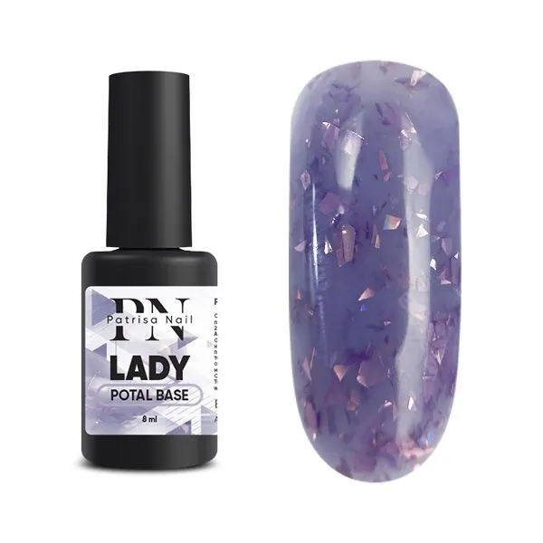 POTAL Lady base PN каучуковая фиолетовая база с лиловой поталью 8 мл