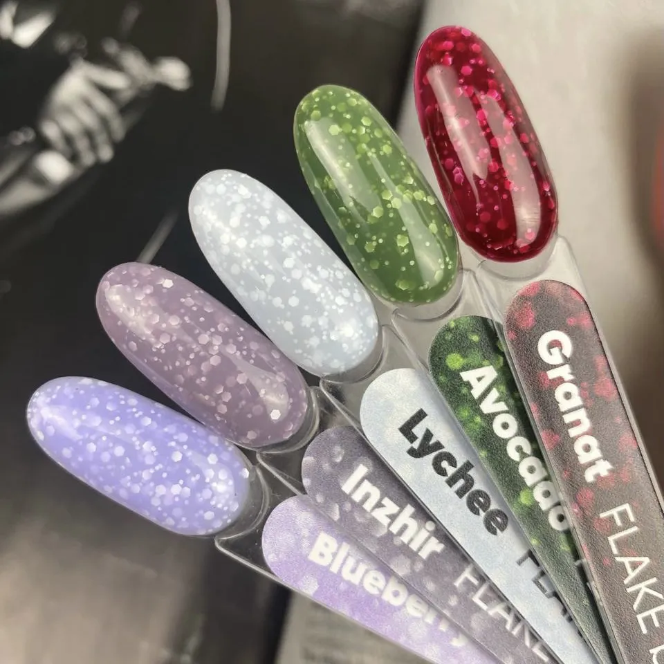 FLAKE base PN Blueberry лиловая база с белыми шестигранниками 12 мл