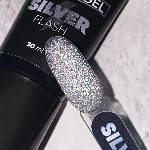 Комби гель Silver Flash PN с серебряным светоотражающим глиттером 30 мл