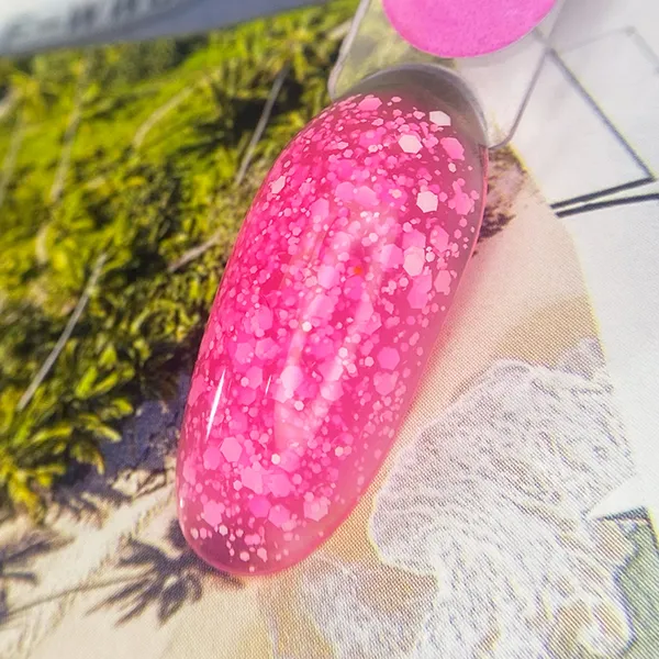 TROPIC GEL Strawberry PN гель для дизайна c белыми шестигранниками 5 гр
